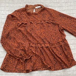 High neck leopard print flowy blouse